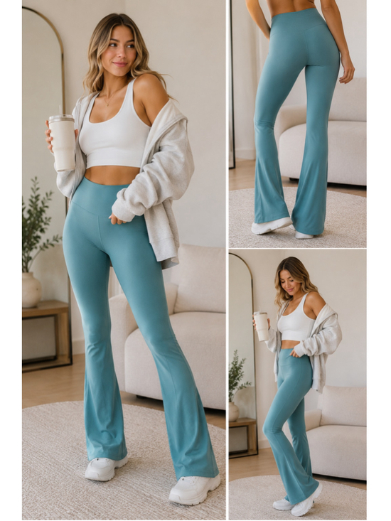 SHEIN Pants - Shein XS Flare Leg Aqua Blue Leggings – Size 2 (b1)